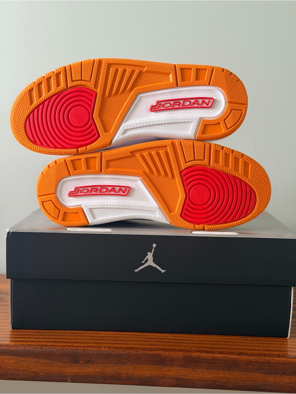 Women’s Air Jordan 3 Retro Sneakers in Orange and Red Accent